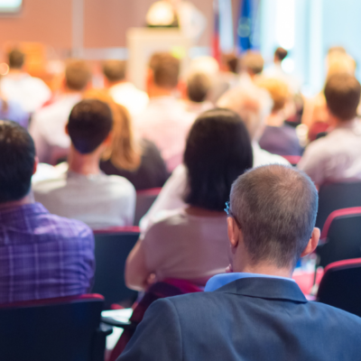 Conference presentation with full audience