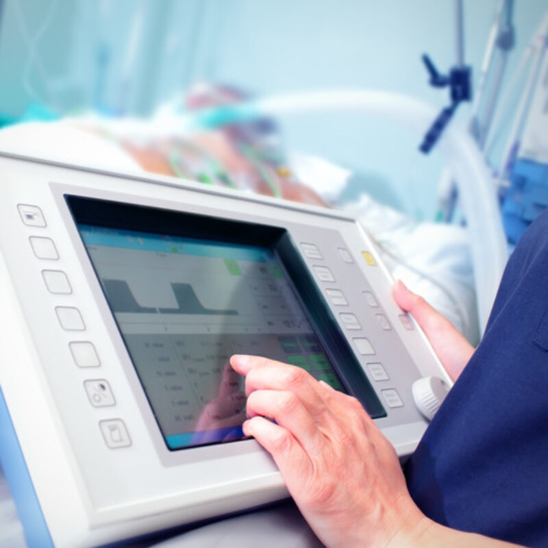 Medical device touchscreen closeup